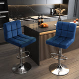 Homall Bar Stools Set of 2 Velvet Kitchen Counter Square Island Height Adjustable Swivel Counter Stools with Back