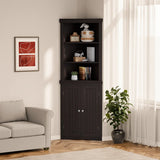 Homall Corner Cabinet Freestanding Corner Shelf with 2 Doors and 3 Shelves, Tall Corner Storage Cabinet for Bathroom, Living Room, Kitchen, Living Room, White