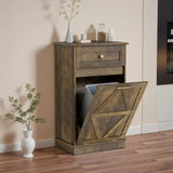 Homall Tilt Out Trash Cabinet 10 Gallon Wooden Free Standing Trash Can Recycling Cabinet with Hideaway Drawer for Kitchen