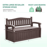 Homall 80 Gallon Plastic Storage Bench Made Of Durable Weatherproof Resin And Deck-Box Organized Storage Compartment For Outdoor Patios And Lawns