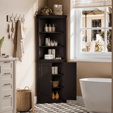 Homall Corner Cabinet Freestanding Corner Shelf with 2 Doors and 3 Shelves, Tall Corner Storage Cabinet for Bathroom, Living Room, Kitchen, Living Room, White