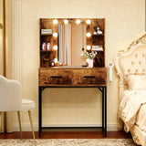 Homall Vanity Desk with Mirror, Power Outlet & LED Lights, Makeup Vanity Table with 2 Drawers & 4 Shelves, Dressing Table for Bedroom Dressing Room