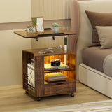 Homall Auto LED Nightstand with 2 USB Charging Ports, Removeable Nightstand has Adjustable Rotary Table, Bedside Tables with One Drawer and 2 Shelf,Including 3 Color LED Lighting