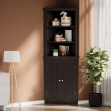 Homall Corner Cabinet Freestanding Corner Shelf with 2 Doors and 3 Shelves, Tall Corner Storage Cabinet for Bathroom, Living Room, Kitchen, Living Room, White