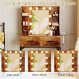 Homall Vanity Desk with Mirror, Power Outlet & LED Lights, Makeup Vanity Table with 2 Drawers & 4 Shelves, Dressing Table for Bedroom Dressing Room