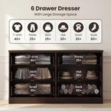 Homall 6 Drawer White Double Dresser, Wood Chest of Drawers with Metal Handles for Clothes Storage, Storage Cabinet for Living Room, Closet and Bedroom