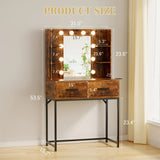 Homall Vanity Desk with Mirror, Power Outlet & LED Lights, Makeup Vanity Table with 2 Drawers & 4 Shelves, Dressing Table for Bedroom Dressing Room