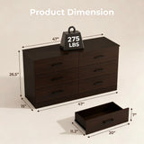 Homall 6 Drawer White Double Dresser, Wood Chest of Drawers with Metal Handles for Clothes Storage, Storage Cabinet for Living Room, Closet and Bedroom