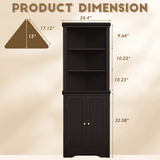 Homall Corner Cabinet Freestanding Corner Shelf with 2 Doors and 3 Shelves, Tall Corner Storage Cabinet for Bathroom, Living Room, Kitchen, Living Room, White