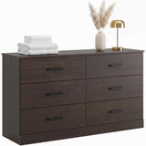 Homall 6 Drawer White Double Dresser, Wood Chest of Drawers with Metal Handles for Clothes Storage, Storage Cabinet for Living Room, Closet and Bedroom