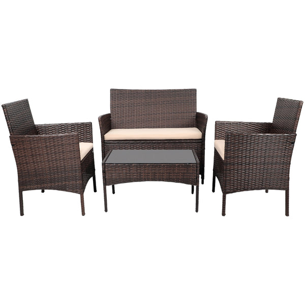 Homall 4 Pieces Outdoor Patio Furniture Sets Rattan Chair Wicker Set for Backyard Porch Garden Poolside Balcony