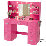 Homall Vanity Desk Set with Mirror, Drawers, and USB Power Outlet Makeup Vanity with Adjustable Lights in 3 Modes