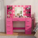 Homall Vanity Desk Set with Mirror, Drawers, and USB Power Outlet Makeup Vanity with Adjustable Lights in 3 Modes