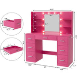 Homall Vanity Desk Set with Mirror, Drawers, and USB Power Outlet Makeup Vanity with Adjustable Lights in 3 Modes