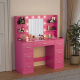 Homall Vanity Desk Set with Mirror, Drawers, and USB Power Outlet Makeup Vanity with Adjustable Lights in 3 Modes