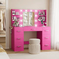 Homall Vanity Desk with Mirror, 3 Modes LED Lights and USB Power Outlet, Makeup Vanity Table with 6 Storage Shelves and 7 Drawers for Dressing Room Bedroom