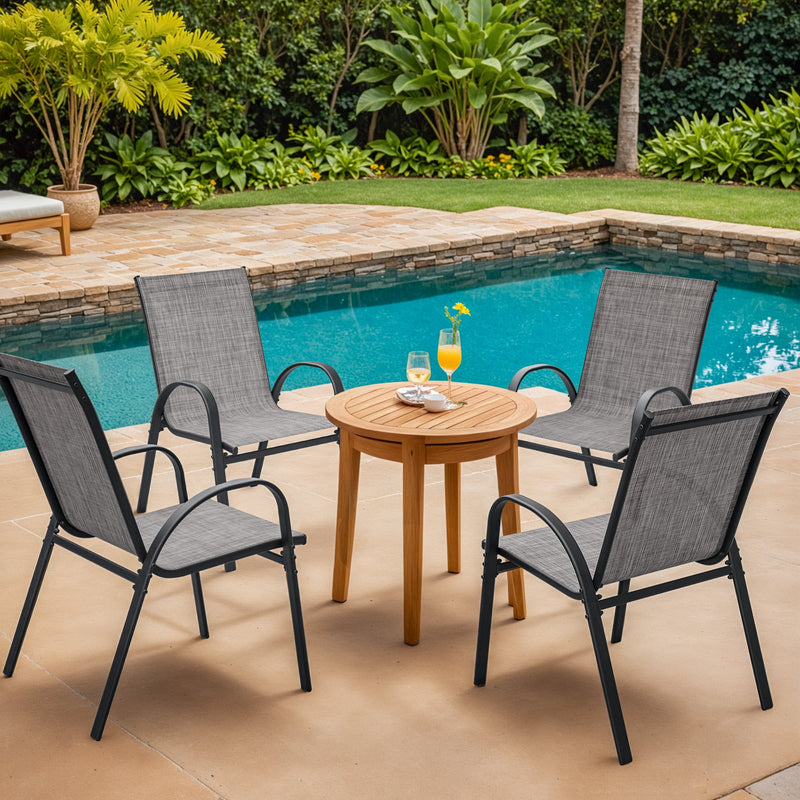 Homall Metal Outdoor Chair Set Stackable Patio Textilene Dining Chair Set of 4