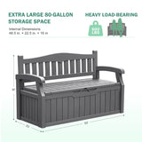 Homall 80 Gallon Plastic Storage Bench Made Of Durable Weatherproof Resin And Deck-Box Organized Storage Compartment For Outdoor Patios And Lawns