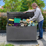 Homall 100-Gallon Outdoor Resin Deck Box for All-Weather Use Lockable Waterproof Storage Solution with Cushion Storage