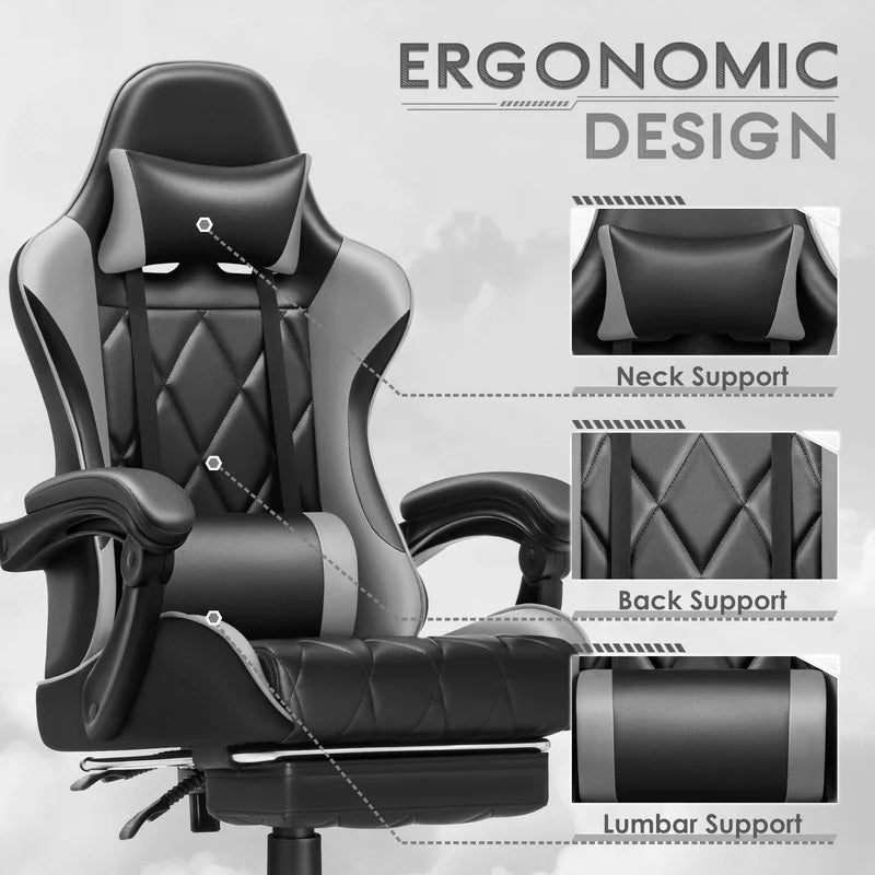 Homall Gaming Chair Massage Office Chair Computer Racing Chair High Back PU Leather Chair with Footrest