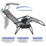 Homall Zero Gravity Chair Outdoor Folding Recliner Lounge Chair with Attachable Sunshade Canopy and Holder