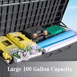 Homall 100-Gallon Outdoor Resin Deck Box for All-Weather Use Lockable Waterproof Storage Solution with Cushion Storage