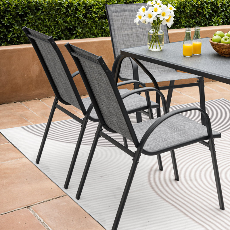 Homall Metal Outdoor Chair Set Stackable Patio Textilene Dining Chair Set of 4