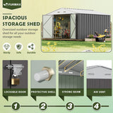 Homall 10 x 10 ft Outdoor Metal Storage Shed with Lockable Door Patio Steel Shed for Backyard