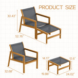 Homall 4 Pieces Patio Conversation Set Outdoor Furniture Set Textilene Acacia Wood Outdoor Chair with Ottoman