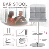 Homall Bar Stools Set of 2 Velvet Kitchen Counter Square Island Height Adjustable Swivel Counter Stools with Back