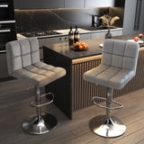 Homall Bar Stools Set Of 2 Modern PU Leather Height Adjustable Swivel Barstools, Hydraulic Kitchen Counter Square Island BarStool With Back