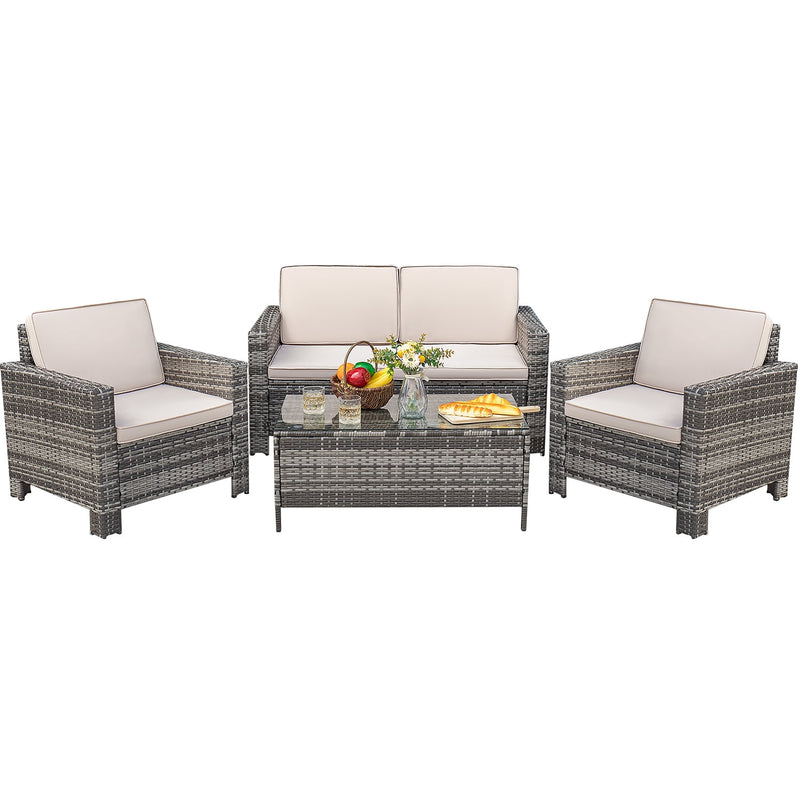 Homall 4-Piece Outdoor Indoor Patio Conversation Set with Cushions