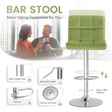 Homall Bar Stools Set of 2 Velvet Kitchen Counter Square Island Height Adjustable Swivel Counter Stools with Back