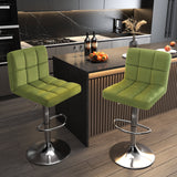 Homall Bar Stools Set of 2 Velvet Kitchen Counter Square Island Height Adjustable Swivel Counter Stools with Back