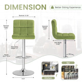 Homall Bar Stools Set of 2 Velvet Kitchen Counter Square Island Height Adjustable Swivel Counter Stools with Back