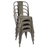 Homall Outdoor Metal Stacking Dining Chair Set of 4, Gun