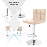 Homall Set of 2 Adjustable Swivel Armless Bar Stools with PU Leather