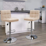 Homall Set of 2 Adjustable Swivel Armless Bar Stools with PU Leather