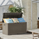 Homall 100-Gallon Outdoor Resin Deck Box for All-Weather Use Lockable Waterproof Storage Solution with Cushion Storage