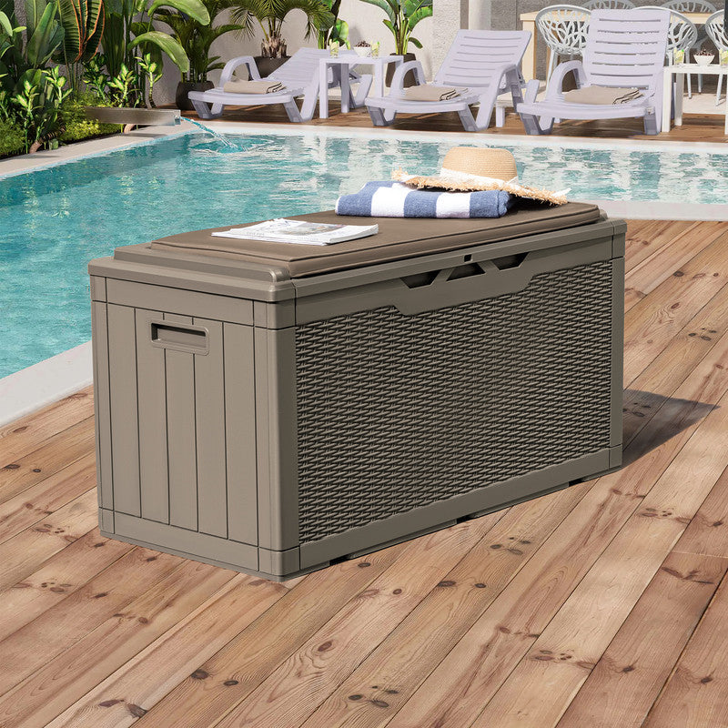 Homall 100-Gallon Outdoor Resin Deck Box for All-Weather Use Lockable ...
