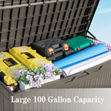 Homall 100-Gallon Outdoor Resin Deck Box for All-Weather Use Lockable Waterproof Storage Solution with Cushion Storage