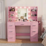 Homall Vanity Desk Set with Mirror, Drawers, and USB Power Outlet Makeup Vanity with Adjustable Lights in 3 Modes