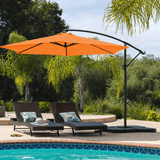 Homall 10 Ft Offset Hanging Polyester Market Outdoor Patio Umbrella with Steel Frame and Easy Tilt