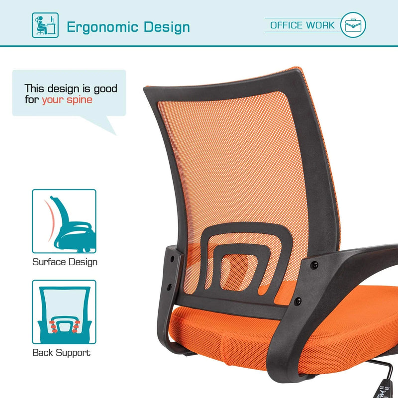 Homall Adjustable Mid Back Office Chair Mesh Swivel Desk Chair with Armrests