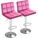 Homall Bar Stools Set of 2 Velvet Kitchen Counter Square Island Height Adjustable Swivel Counter Stools with Back