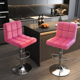 Homall Bar Stools Set of 2 Velvet Kitchen Counter Square Island Height Adjustable Swivel Counter Stools with Back