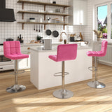 Homall Bar Stools Set of 2 Velvet Kitchen Counter Square Island Height Adjustable Swivel Counter Stools with Back