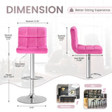 Homall Bar Stools Set of 2 Velvet Kitchen Counter Square Island Height Adjustable Swivel Counter Stools with Back