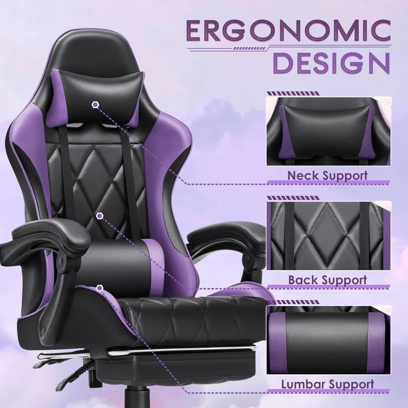 Homall Gaming Chair Massage Office Chair Computer Racing Chair High Back PU Leather Chair with Footrest