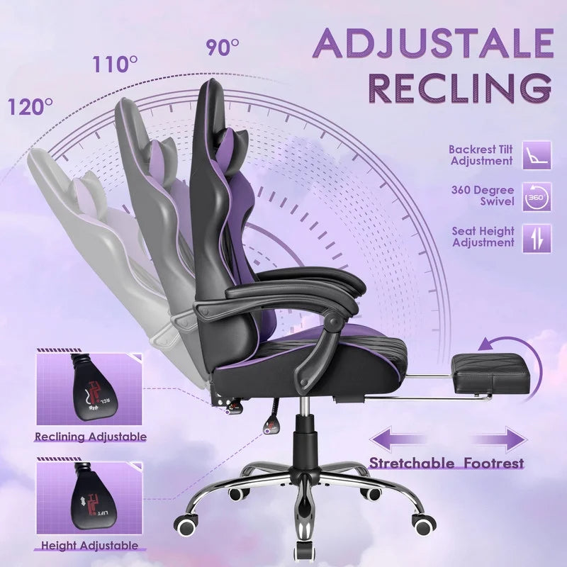 Homall Gaming Chair Massage Office Chair Computer Racing Chair High Back PU Leather Chair with Footrest